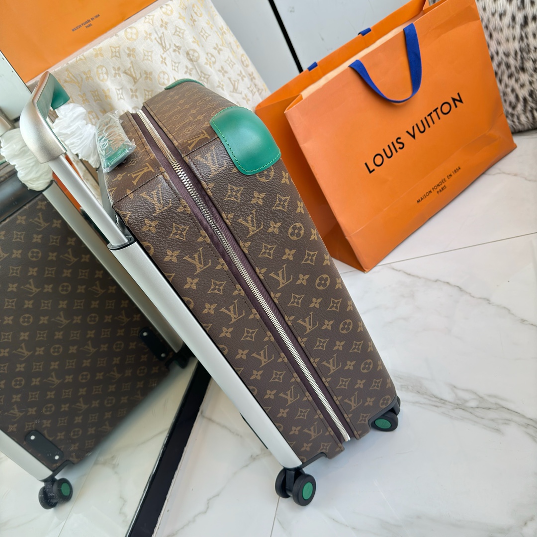 Louis Vuitton suitcase Monogram Brown with Green trim travel