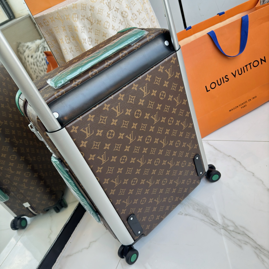 Louis Vuitton suitcase Monogram Brown with Green trim travel