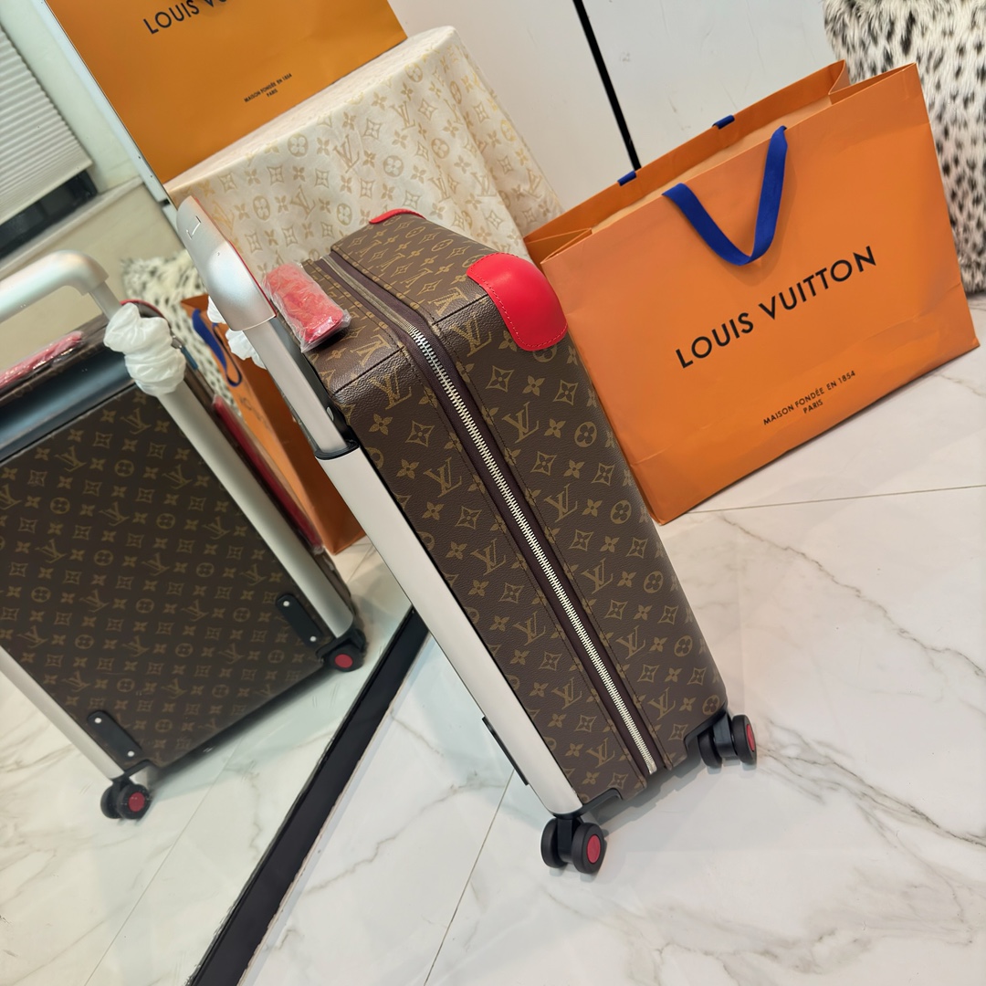 Louis Vuitton suitcase Monogram Brown with Red trim travel