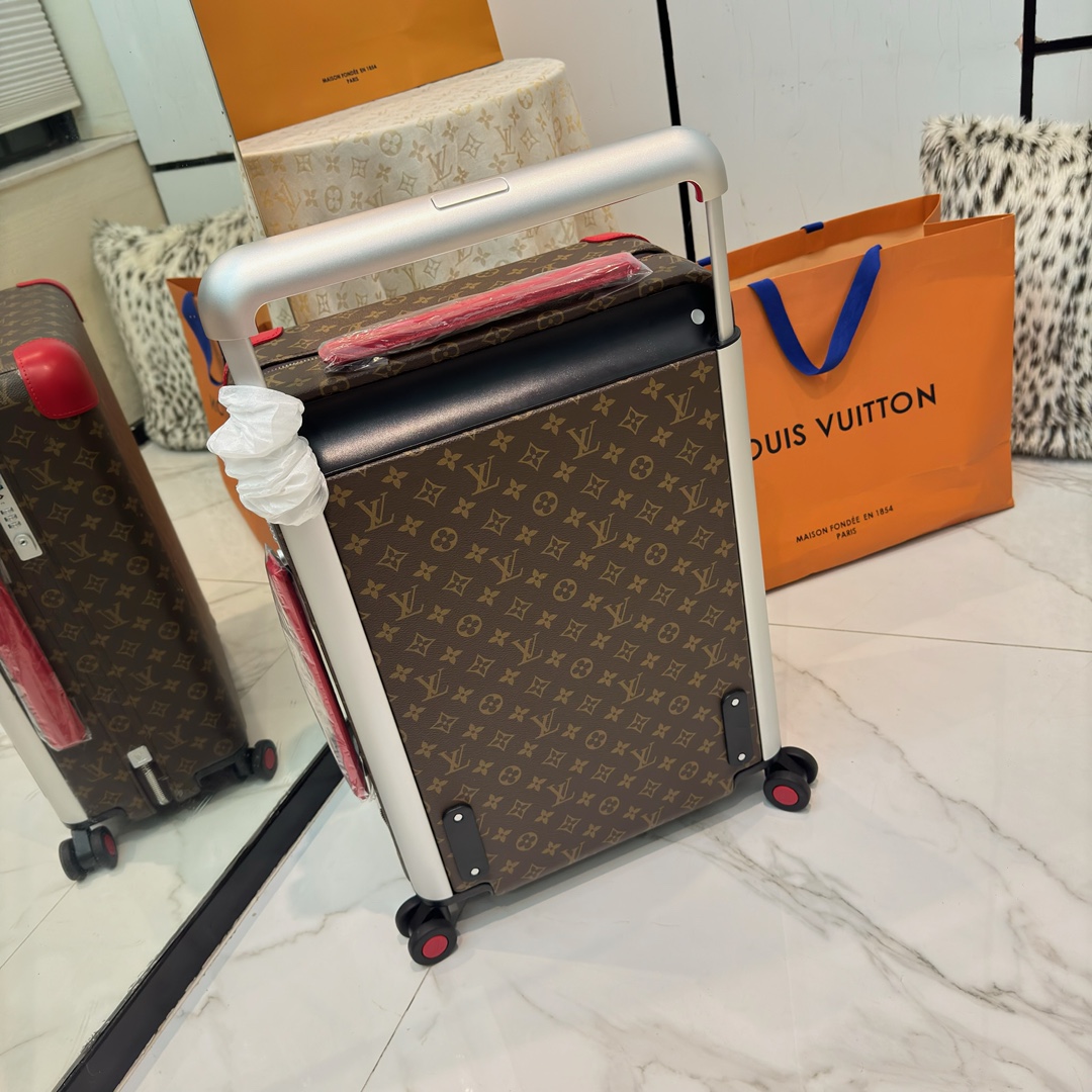 Louis Vuitton suitcase Monogram Brown with Red trim travel