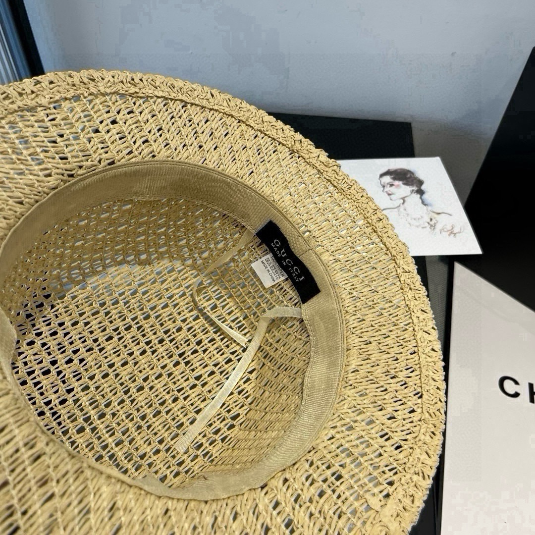 🆕

Gucci古奇平顶礼帽，镂空遮阳帽，小礼帽，头围57cm