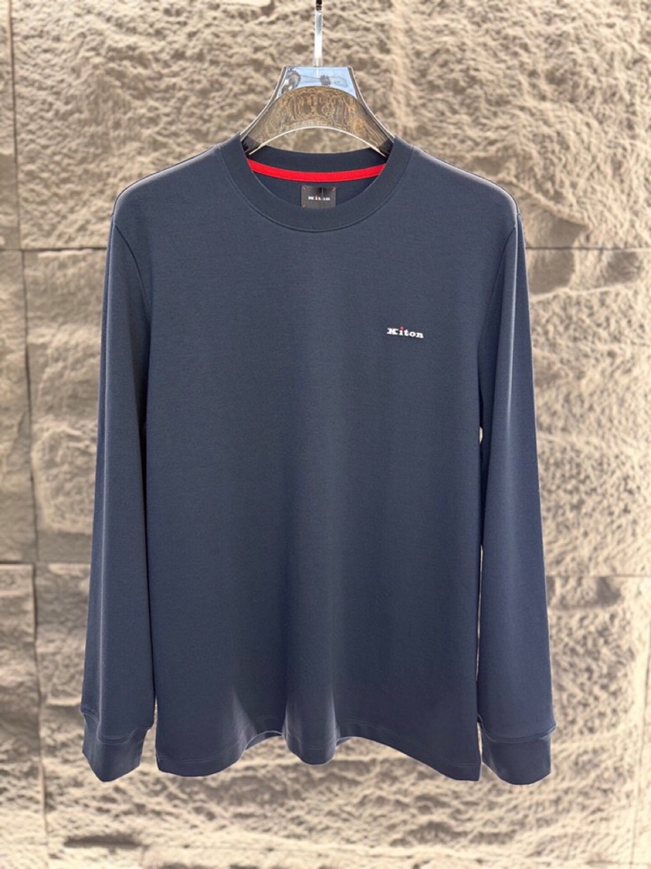 Luxurious Men’s Cotton Round T-Shirts in Classic Colors for Fall and Winter | Kiton Chilton 2025s