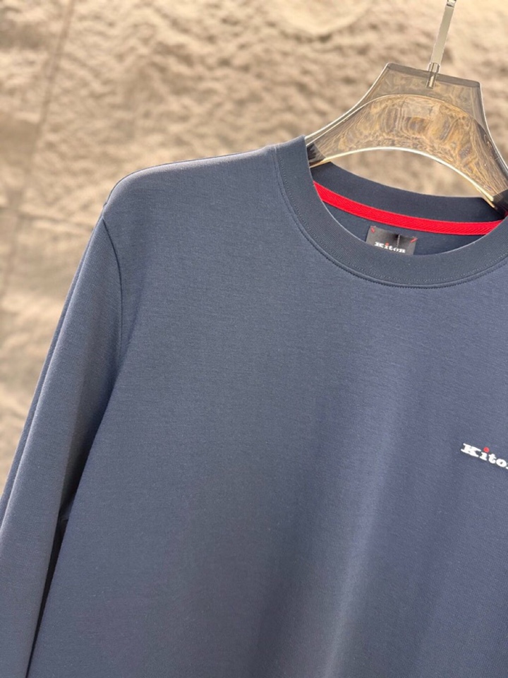 Luxurious Men’s Cotton Round T-Shirts in Classic Colors for Fall and Winter | Kiton Chilton 2025s - 图片 4