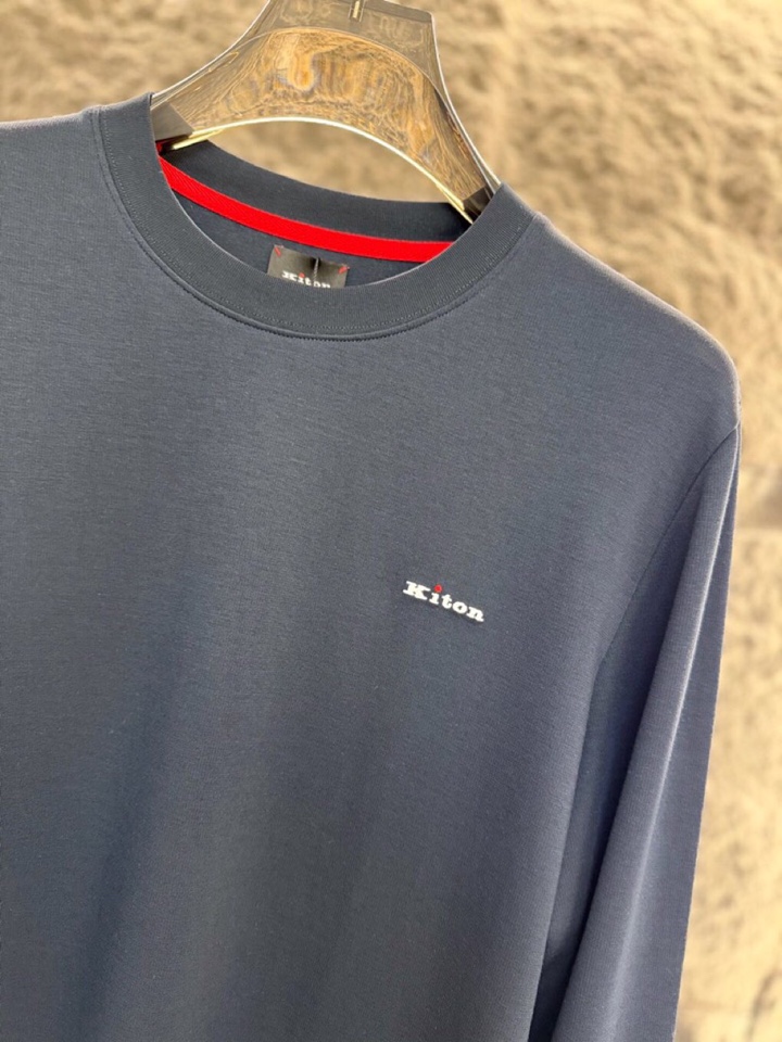 Luxurious Men’s Cotton Round T-Shirts in Classic Colors for Fall and Winter | Kiton Chilton 2025s - 图片 5