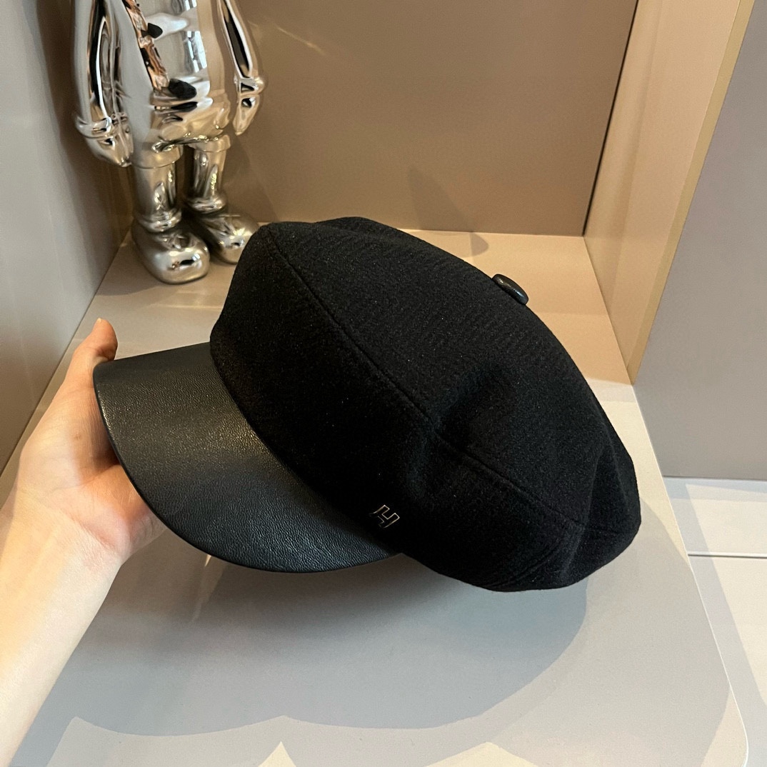 🆕
2024爱马仕HERMES毛呢新款鸭舌军帽，头围57cm