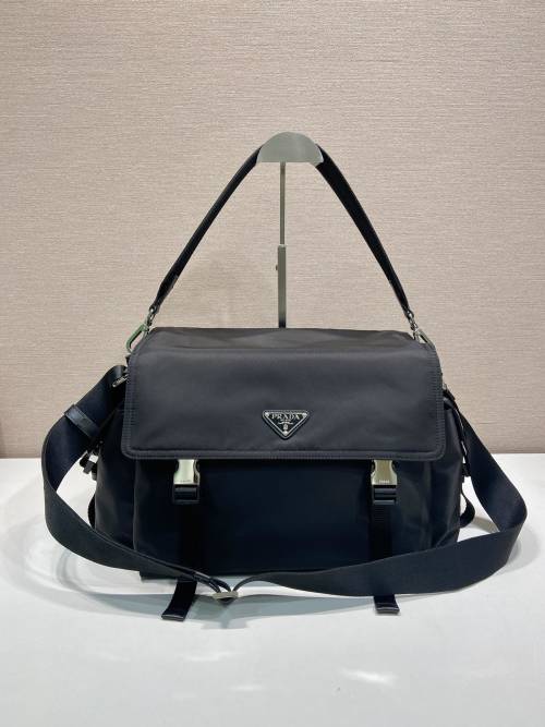 Prada Explore Flap Messenger Bag, Black Nylon & Leather, 42x22x20cm 1 Prada Explore Flap Messenger Bag, Black Nylon & Leather, 42x22x20cm
