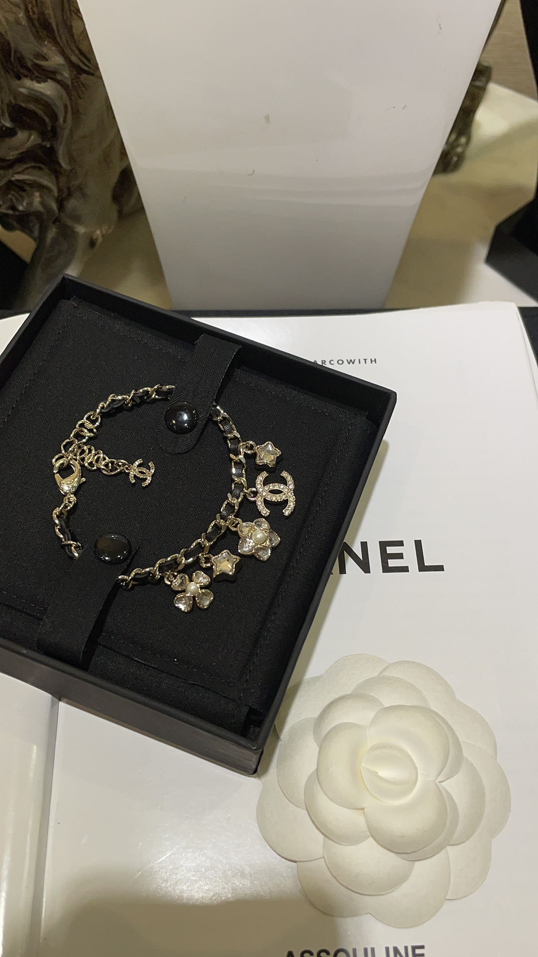 Chanel Gold Charm Bracelet with Leather and Crystal Accents 6 i1754898478 1838 4