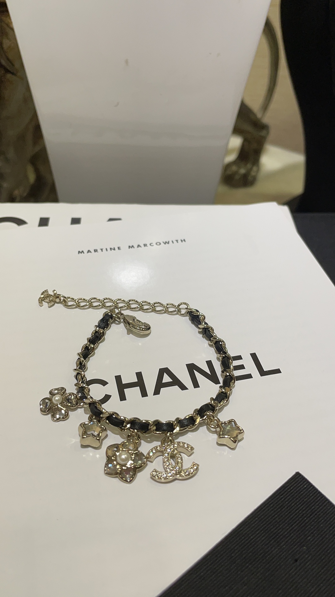 Chanel Gold Charm Bracelet with Leather and Crystal Accents 3 i1754898478 6099 1