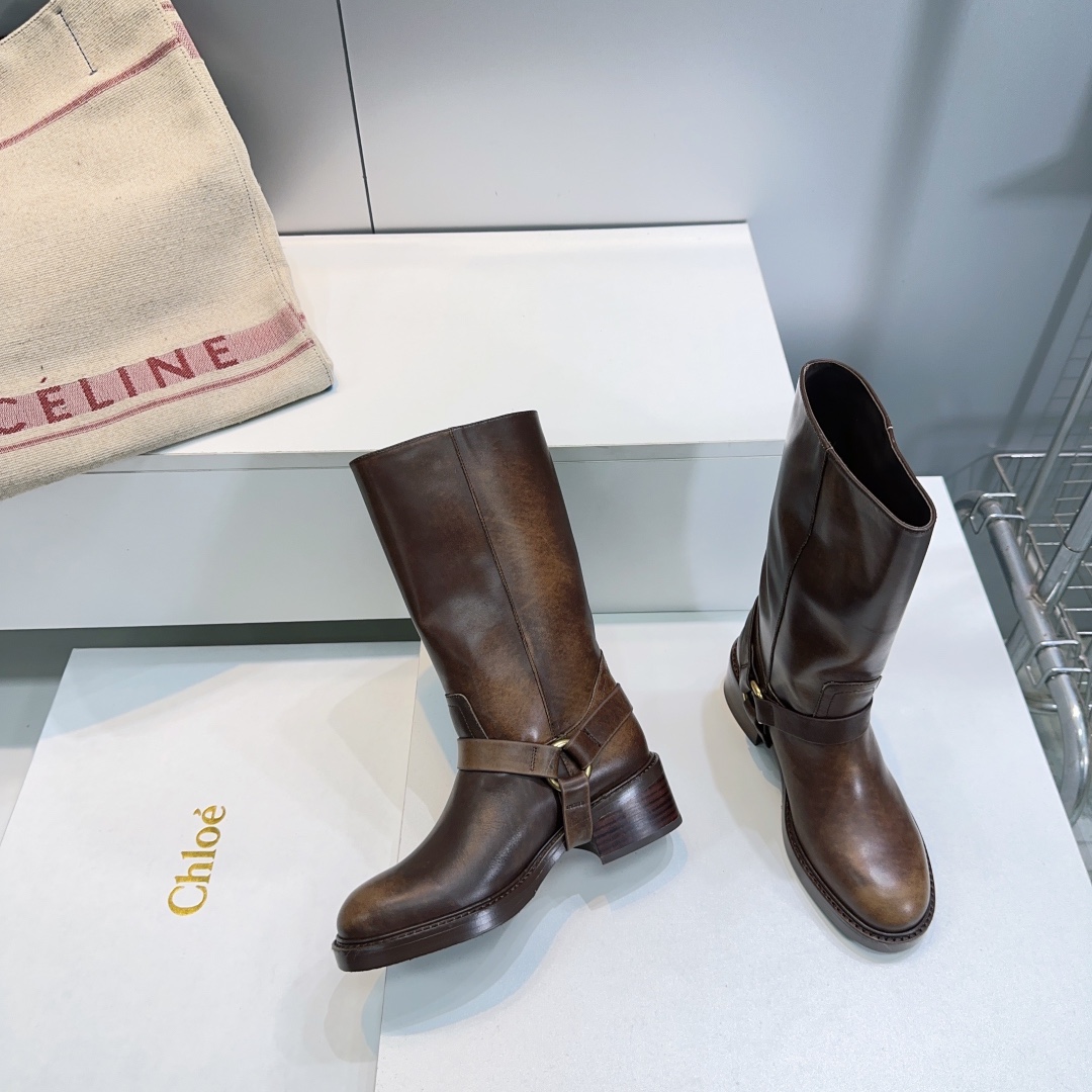 “High-Quality Chloe 2025 Retrobus Boots with Italian Leather – Original Hardware, Copper Decor, and Thick Skin” - 图片 7
