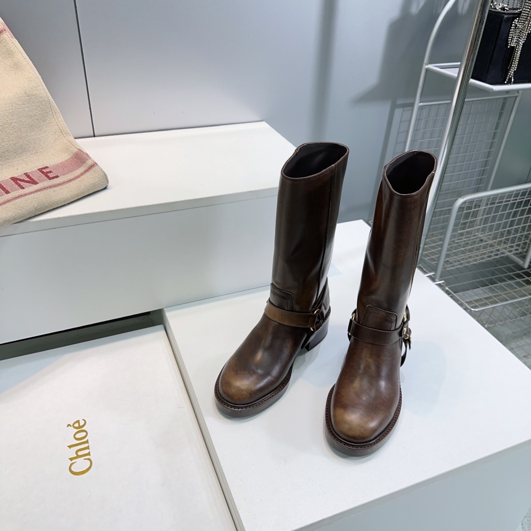 “High-Quality Chloe 2025 Retrobus Boots with Italian Leather – Original Hardware, Copper Decor, and Thick Skin” - 图片 4