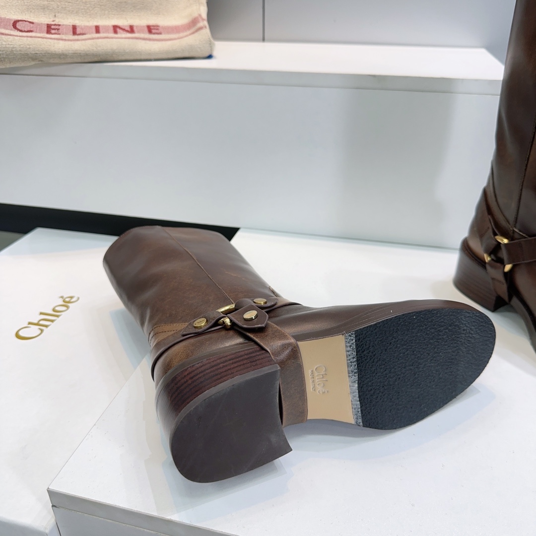 “High-Quality Chloe 2025 Retrobus Boots with Italian Leather – Original Hardware, Copper Decor, and Thick Skin” - 图片 9