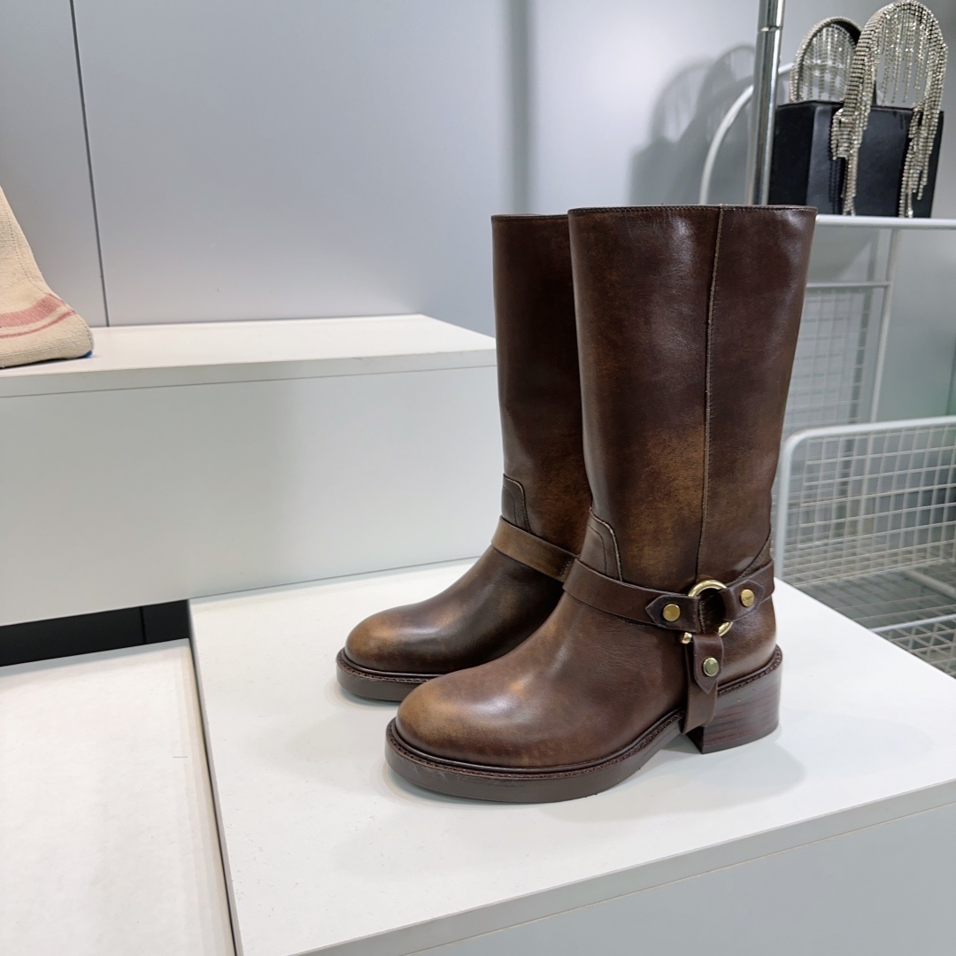 “High-Quality Chloe 2025 Retrobus Boots with Italian Leather – Original Hardware, Copper Decor, and Thick Skin” - 图片 3