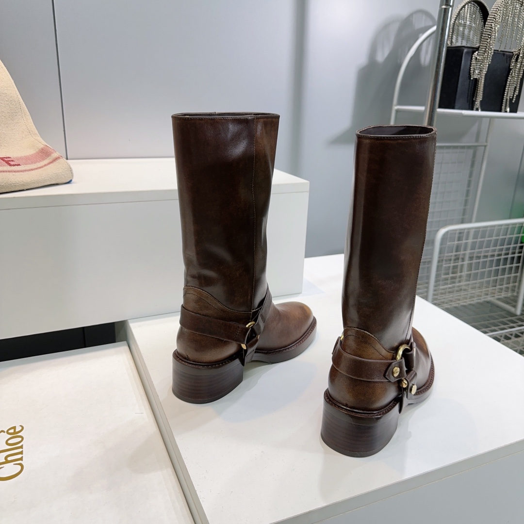 “High-Quality Chloe 2025 Retrobus Boots with Italian Leather – Original Hardware, Copper Decor, and Thick Skin” - 图片 5