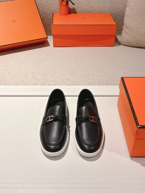 Hermes Ignacio Leather Loafers With Chain Detail - Casual & Stylish 1 Hermes Ignacio Leather Loafers With Chain Detail - Casual & Stylish