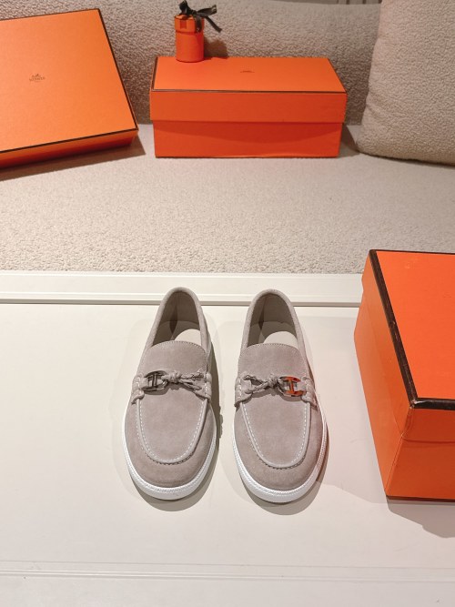 Hermes Ignacio Suede Loafers with Chaine d'Ancre Buckle - Couple Style 1 Hermes Ignacio Suede Loafers with Chaine d'Ancre Buckle - Couple Style