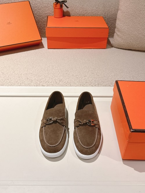 Hermes Ignacio Suede Loafers with Chaine d'Ancre Buckle, Couple Style
