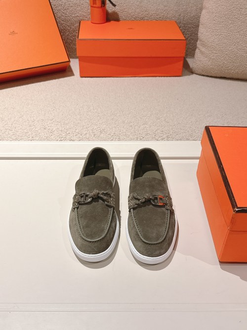 Hermes Lgnacio Loafers: Stylish Suede Leather Shoes with 'Chaine d'Ancre' Buckle