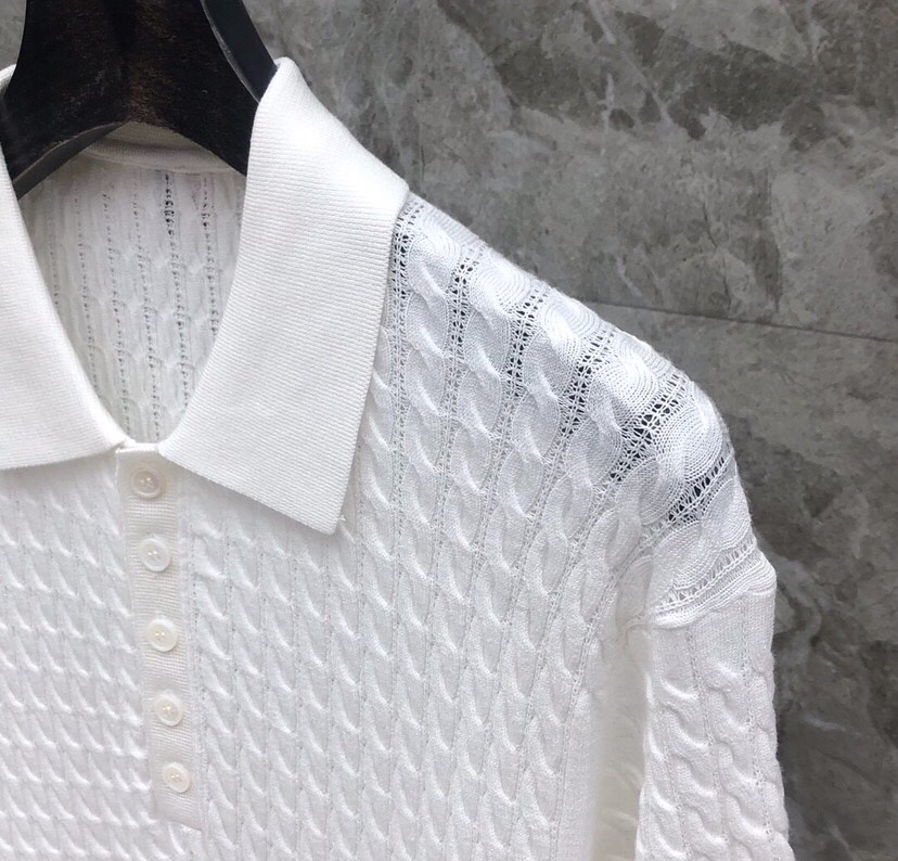 THOM BROWNE P600 Polo Shirts & Twisted T-Shirts in White, Grey, Blue – Height Required for Ordering - 图片 3