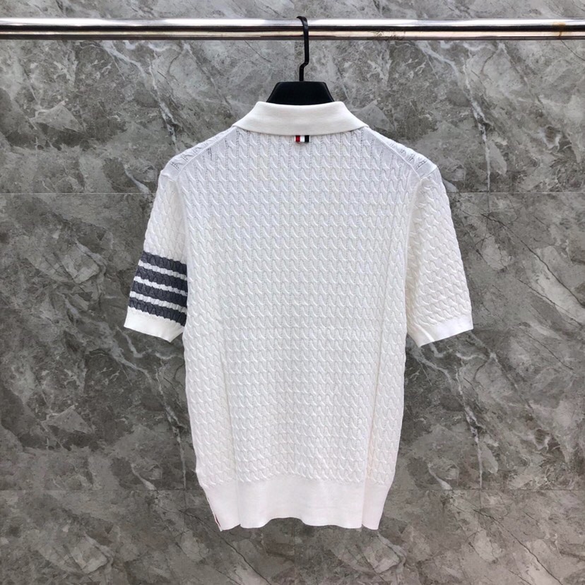 THOM BROWNE P600 Polo Shirts & Twisted T-Shirts in White, Grey, Blue – Height Required for Ordering - 图片 2