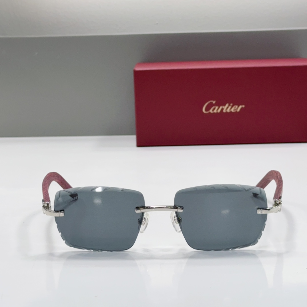 Cartier Sunglasses Rimless Metal Pink Temples