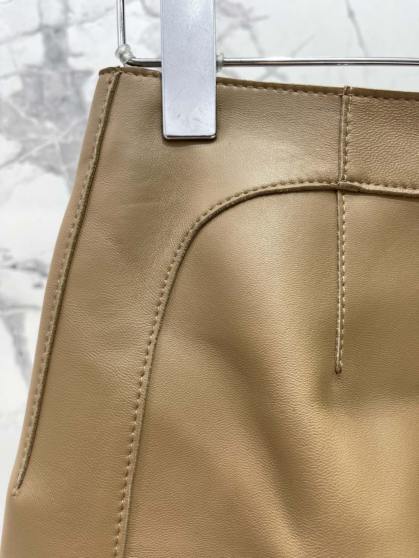 High Waist Lambskin Mini Skirt - Slim Fit, Round Hem, Elegant Design 6 i1754994670 7223 3