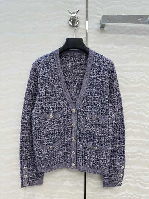Women's V-Neck Knitted Cardigan - Coin Button Detail, Four Pocket Design 1 Women's V-Neck Knitted Cardigan - Coin Button Detail, Four Pocket Design