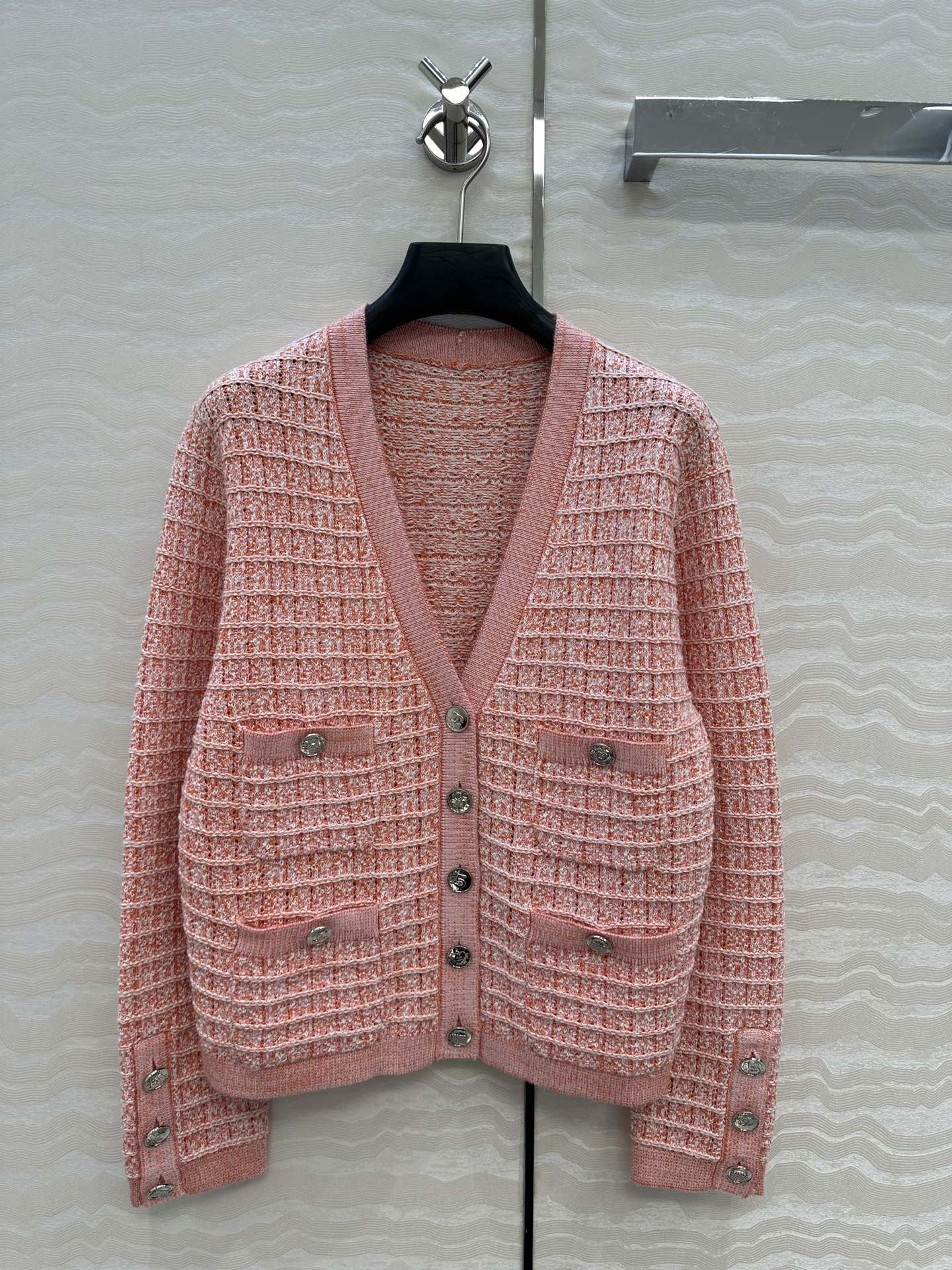 Women's V-Neck Knit Cardigan with Coin Metal Button and Four Pockets 2 i1755197173 6695 0