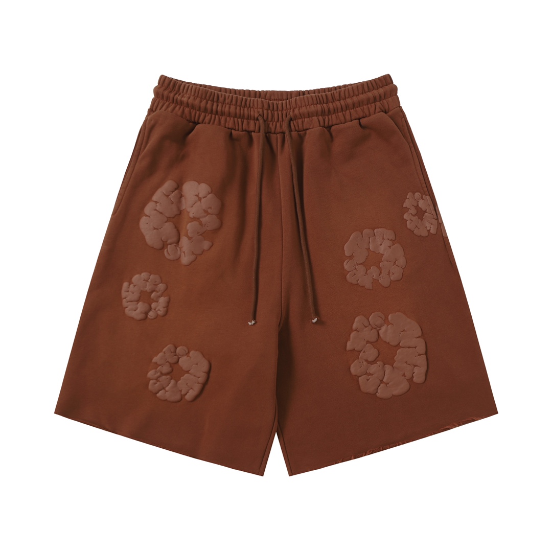 DENIMTEARS Men's Cotton Flower Print Casual Sweat Shorts - Brown 2 i1755247573 2799 0