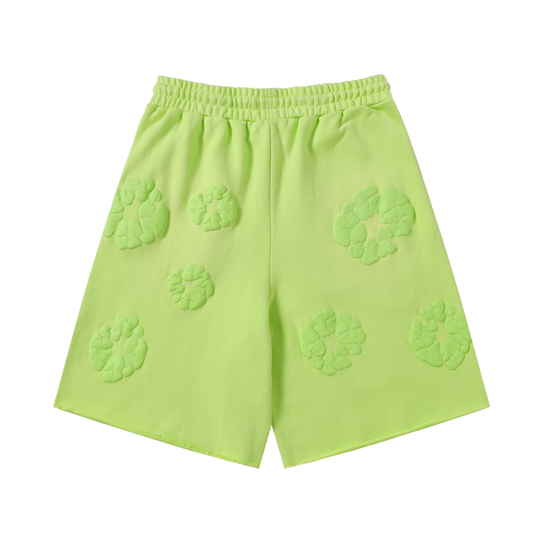 DENIM TEARS Cotton Flower Shorts - Casual Terry Shorts in Neon Green 2 i1755247631 5565 1