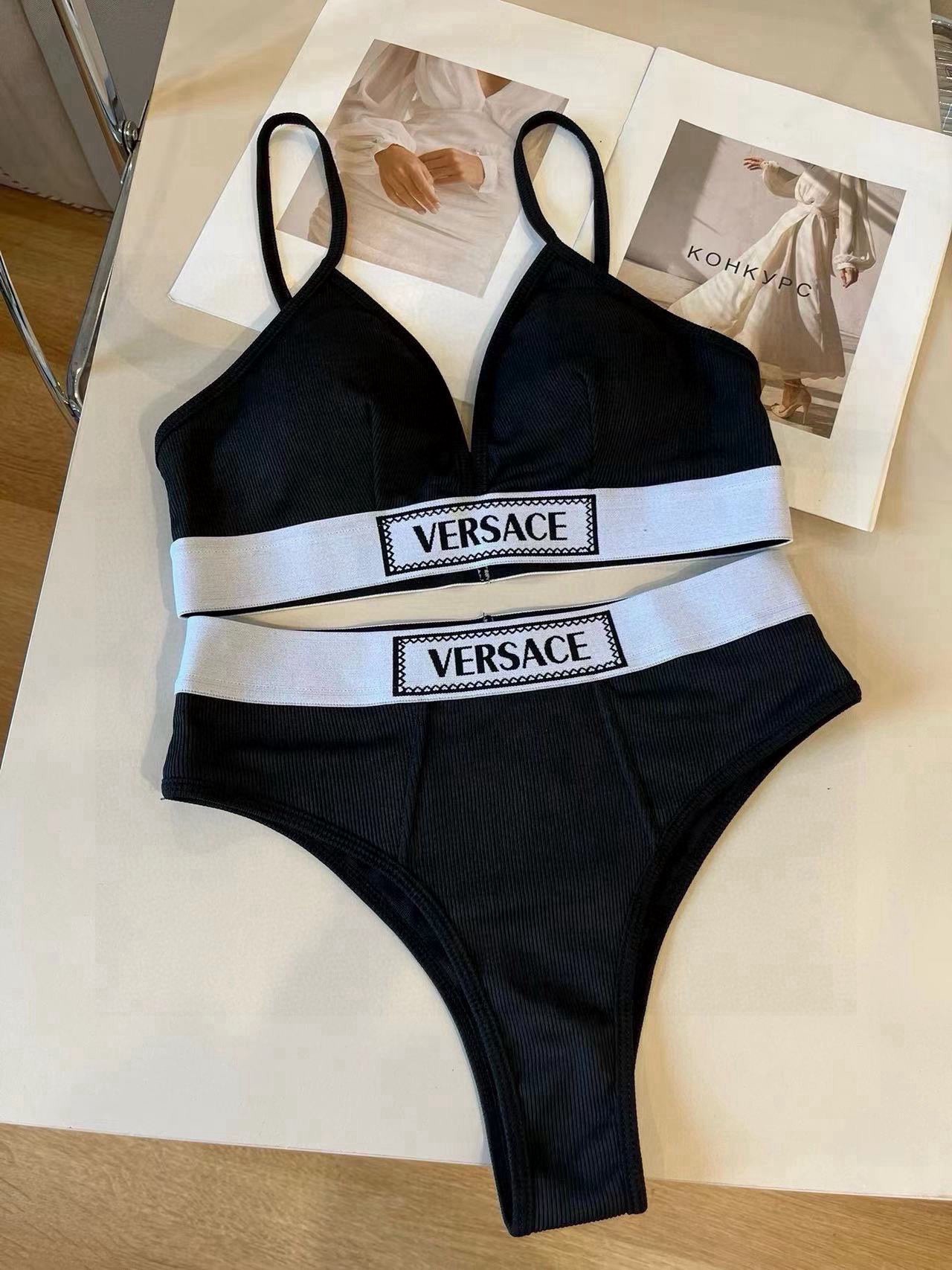 🆕
Versac*新款织带比基尼分体泳衣套装 黑色白色ＳＭＬ