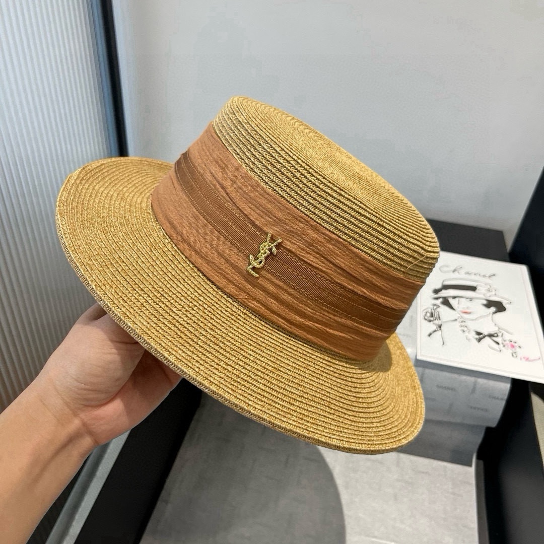 🆕

圣罗兰新款平顶遮阳帽，遮阳草帽，头围57cm