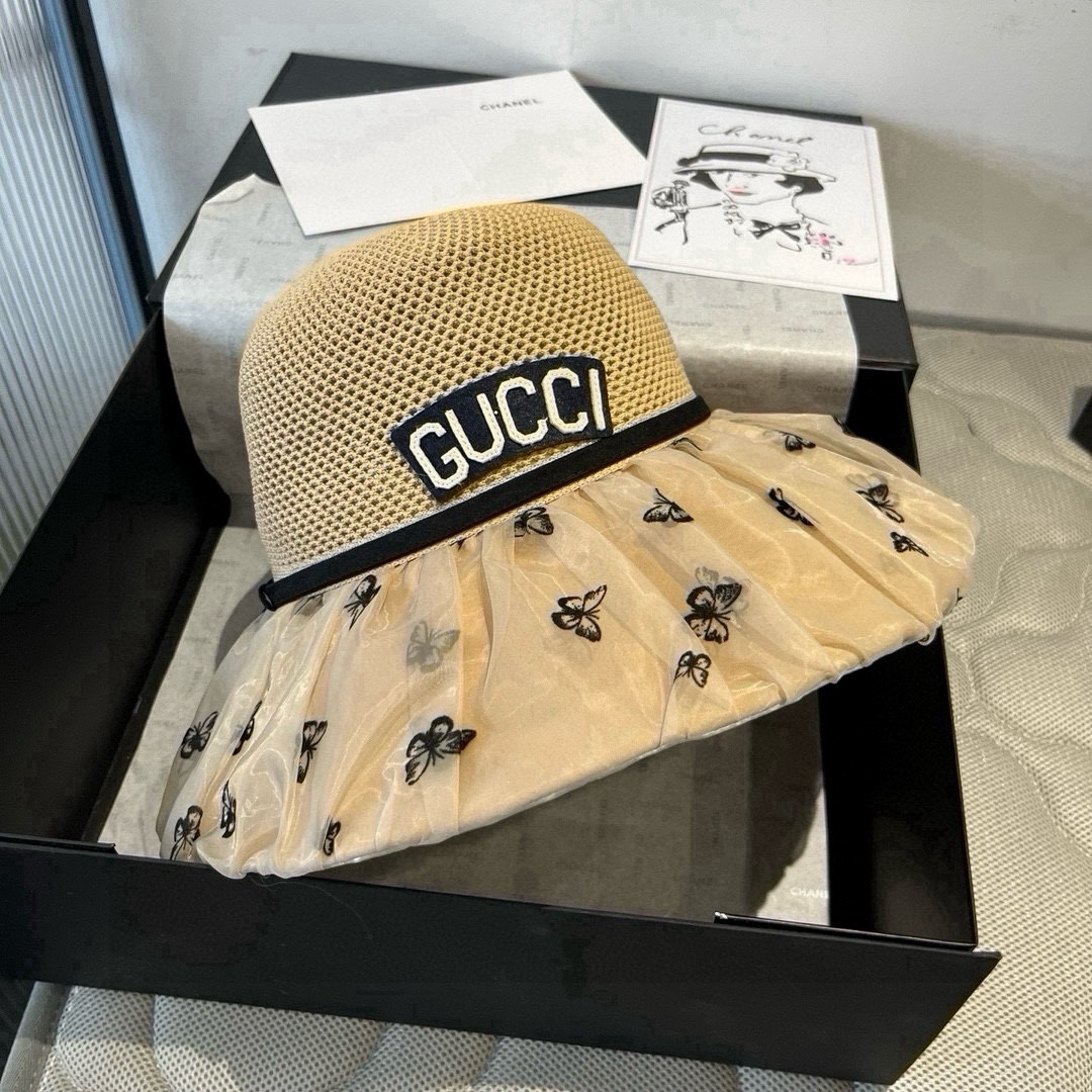 🆕

Gucci古奇新款灯笼帽，遮阳草帽，防紫外线帽檐，头围57cm