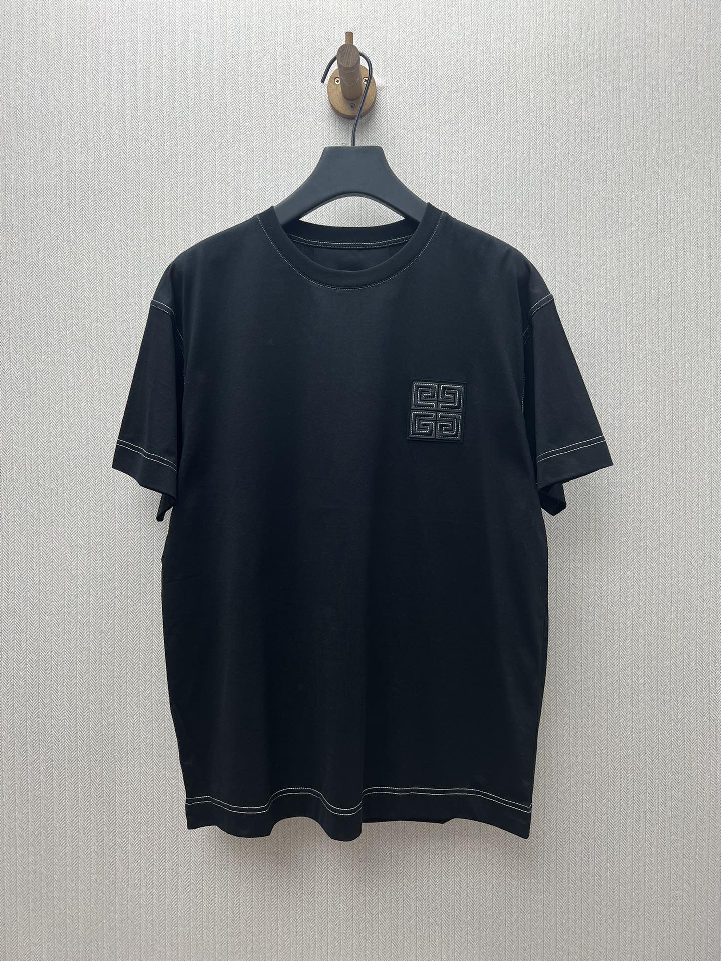 Givenchy 25ss nuevo logo jersey con cuello redondo camiseta holgada de manga corta número de código de versión alta par…