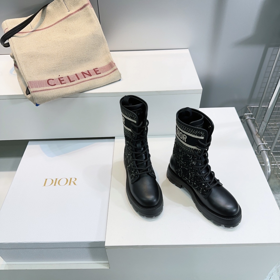 “High Quality Martin Boots Inspired by Dior Book Tote – Top Edition, Black Technology, Cow Leather”