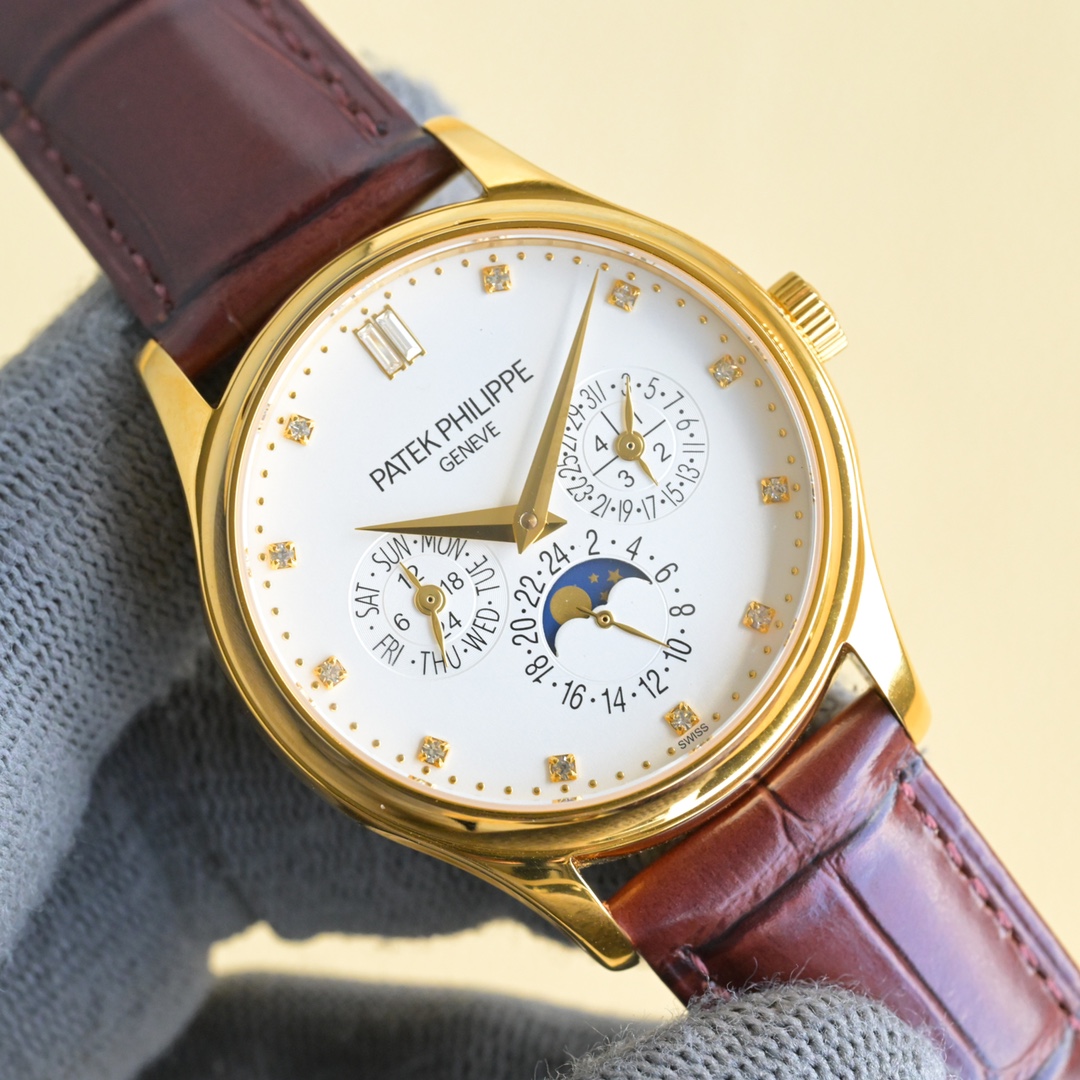 Patek Philippe Blanche 3335 Gold Watch Review: Classic design, 39mm scale, Cal. 324 Q auto-link core, elegant style. - 图片 5