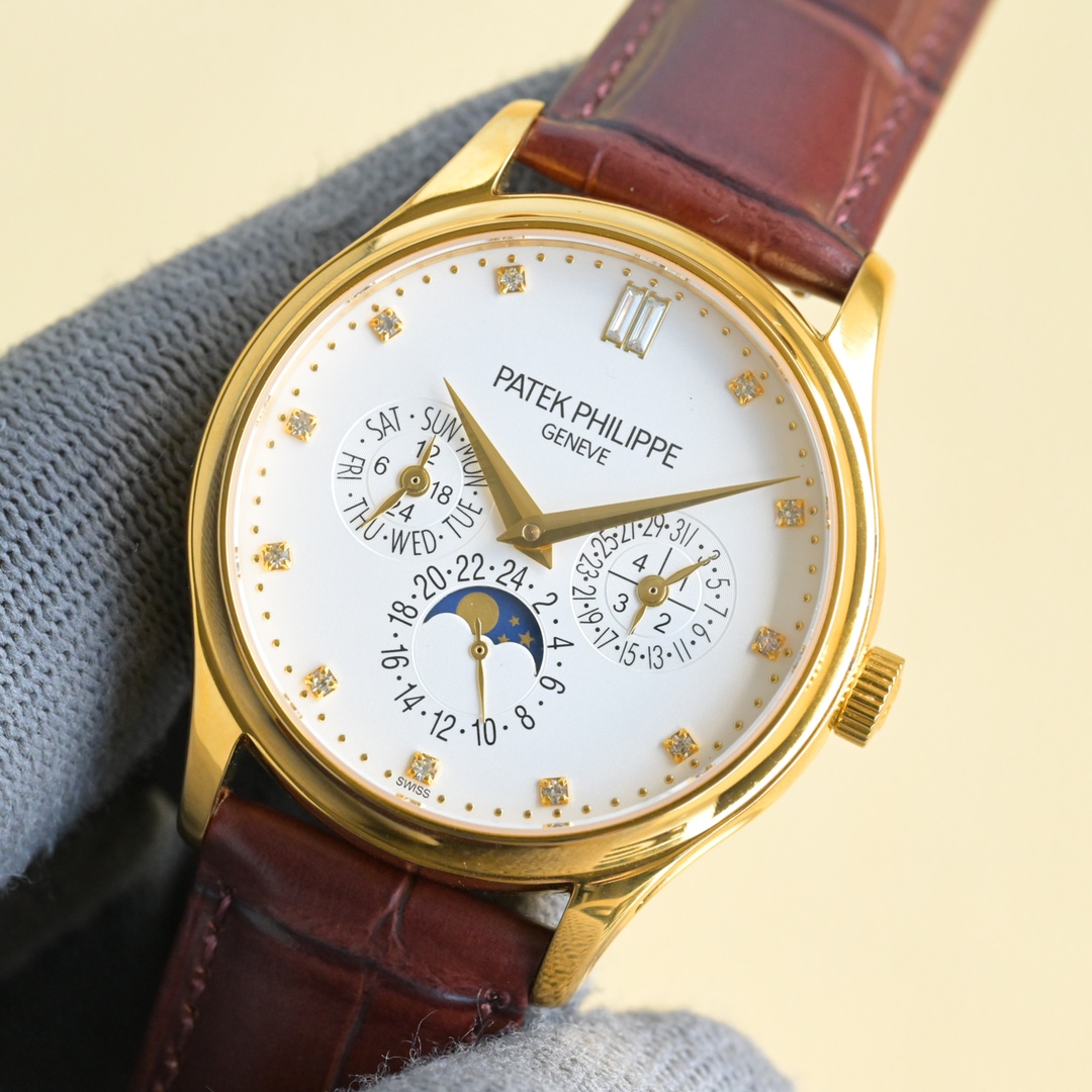 Patek Philippe Blanche 3335 Gold Watch Review: Classic design, 39mm scale, Cal. 324 Q auto-link core, elegant style. - 图片 4