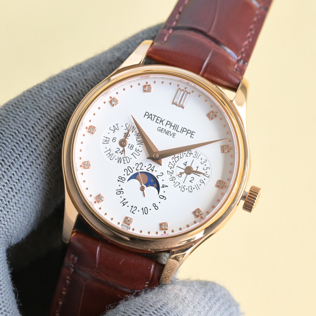 Patek Philippe Blanche 3335 Gold Watch Review: Classic design, 39mm scale, Cal. 324 Q auto-link core, elegant style. - 图片 2