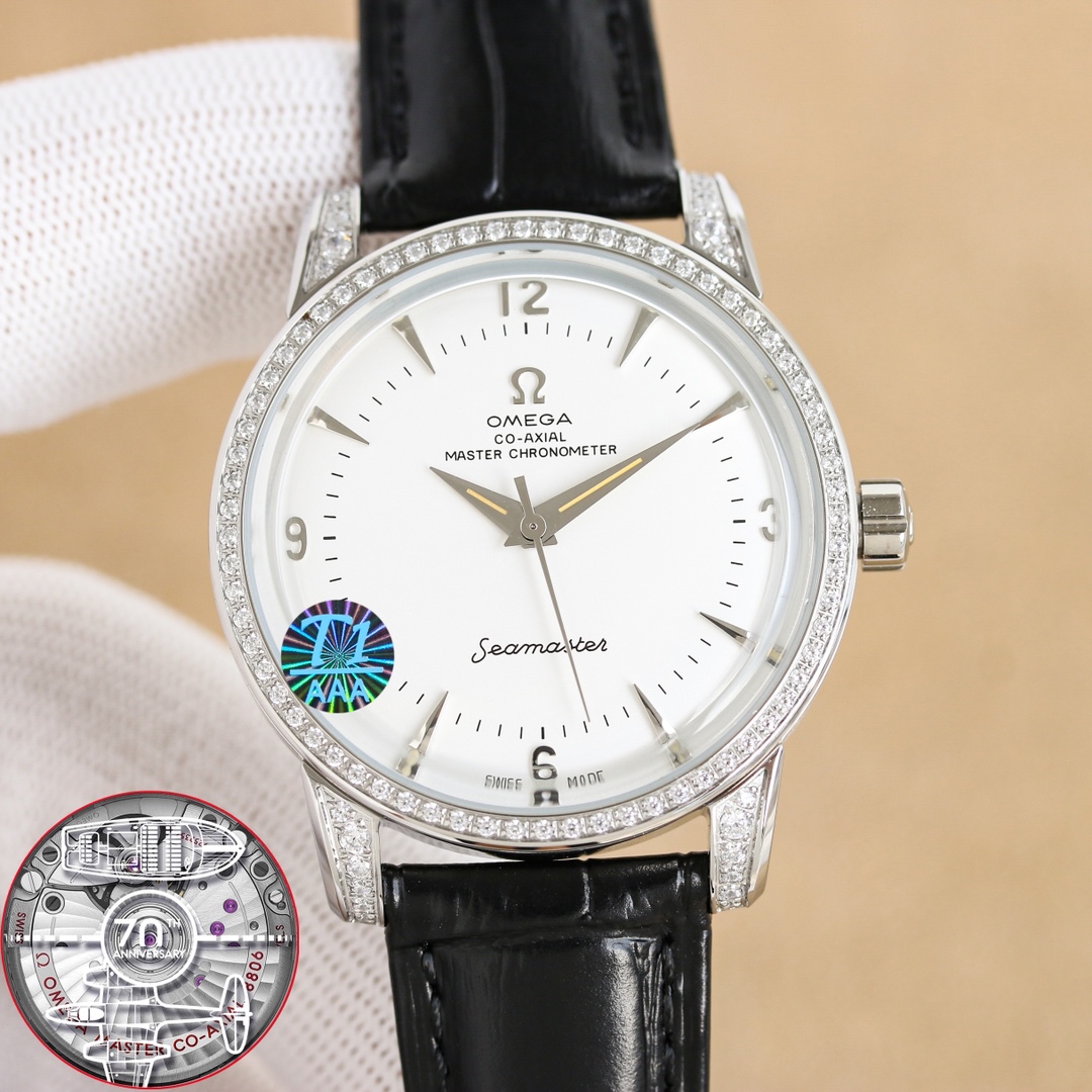 “Omega Seahorse Series 1948 Wristwatch: Monolithic 8806 Design, Sapphire Glass, Limited Edition, 50m Water-Resistant”