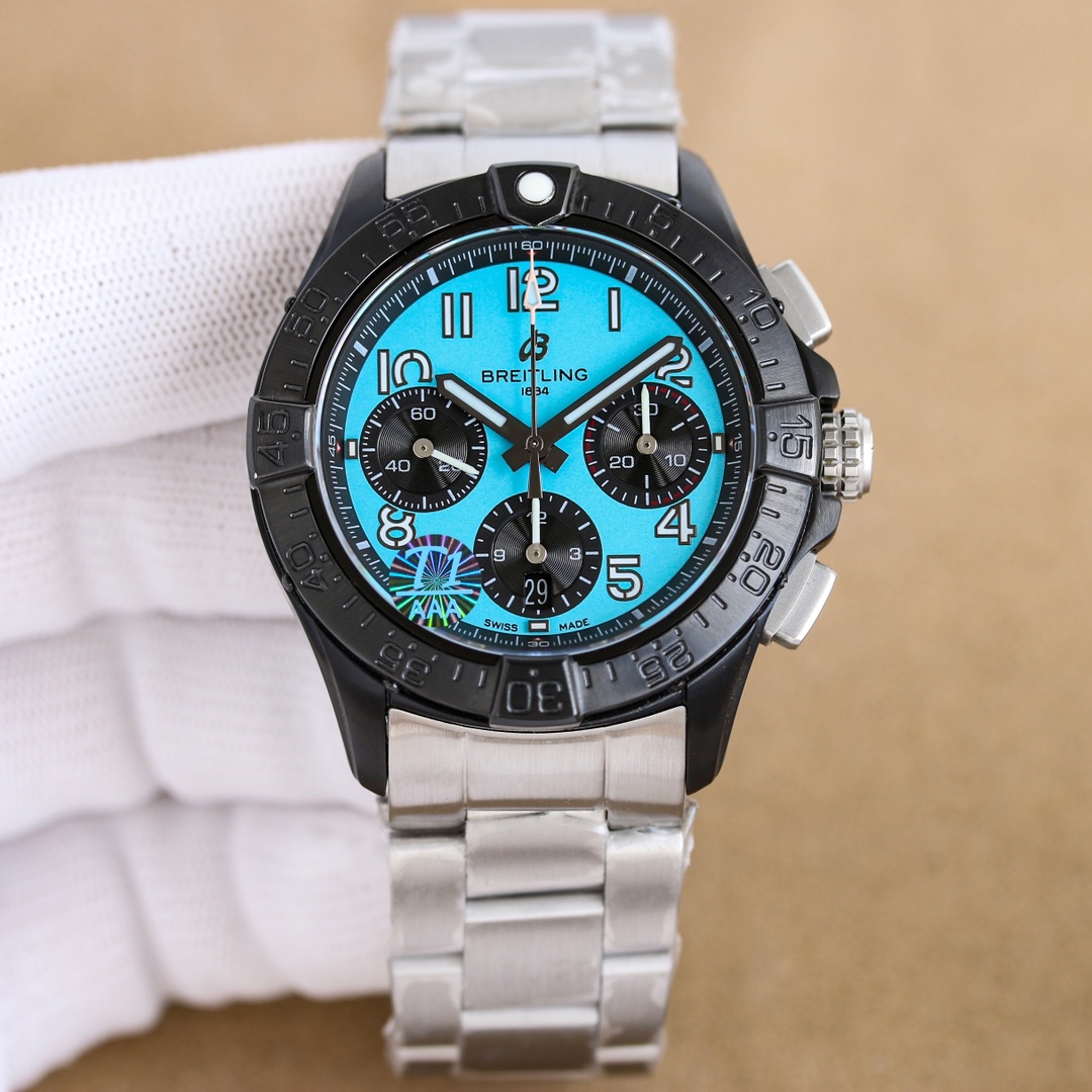 “Avenger B01 Chronograph 44: 100-Year-Old White Gill 3795 P3910 Belt 100BLS Watch” - 图片 5