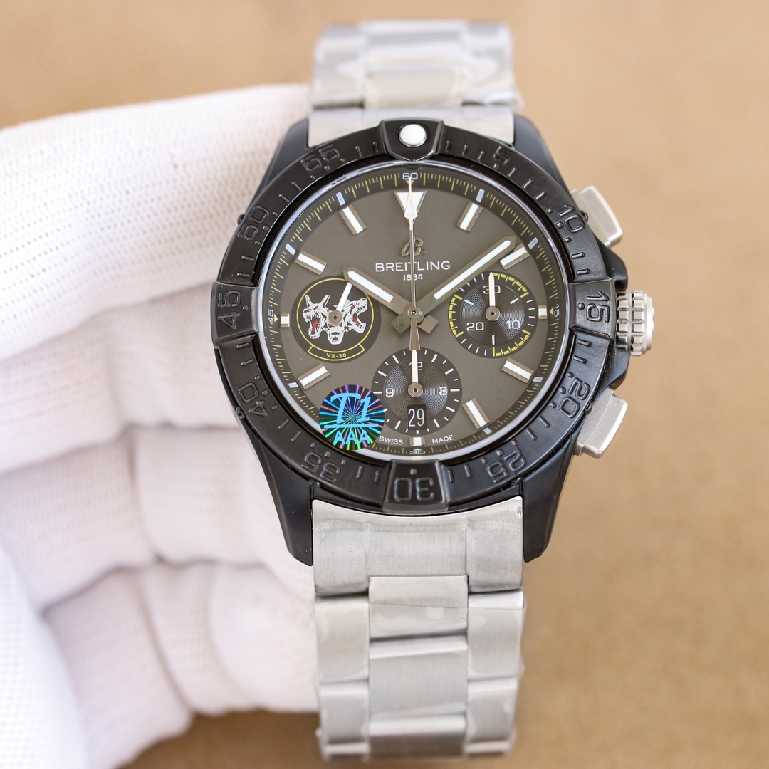 “Avenger B01 Chronograph 44: 100-Year-Old White Gill 3795 P3910 Belt 100BLS Watch” - 图片 3