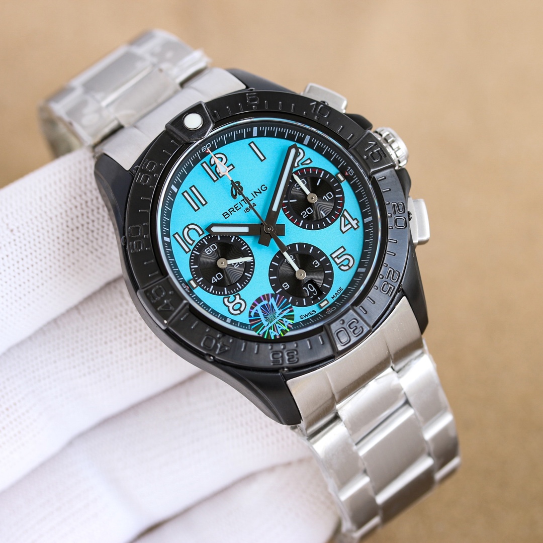“Avenger B01 Chronograph 44: 100-Year-Old White Gill 3795 P3910 Belt 100BLS Watch” - 图片 6