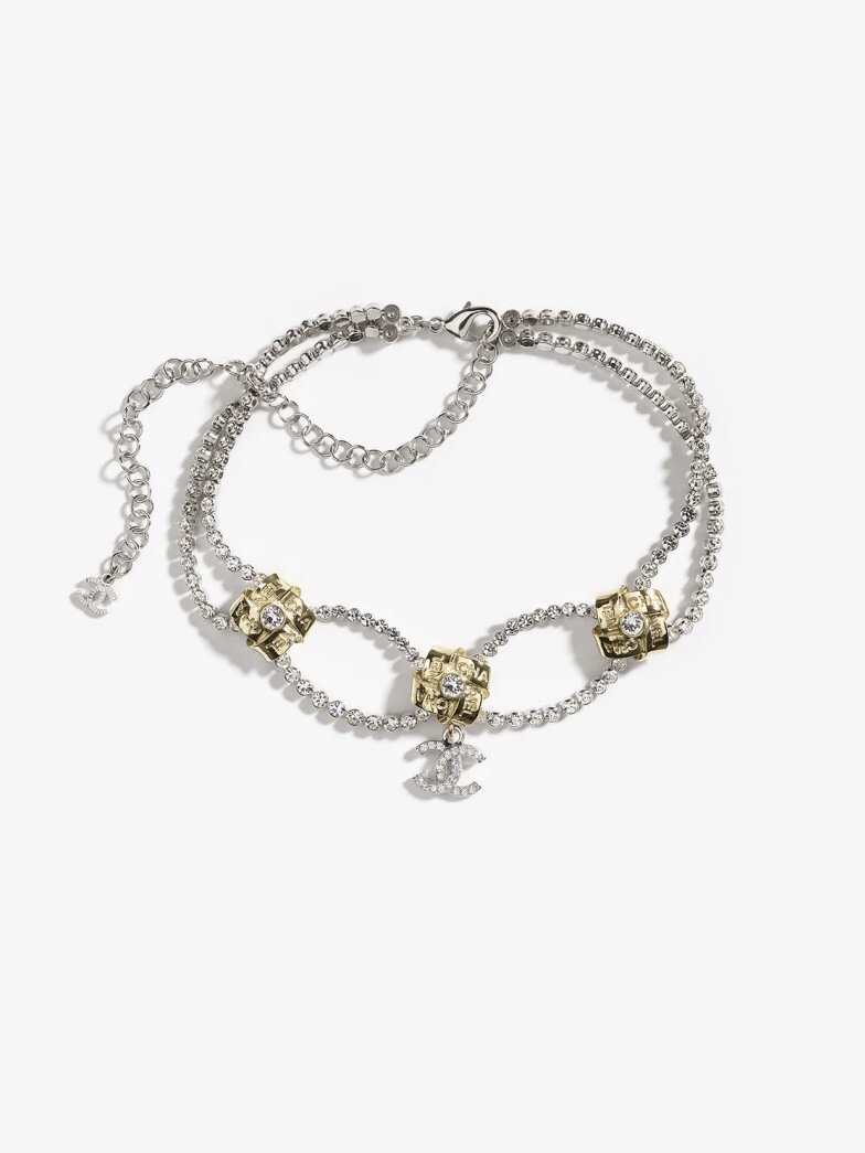 NO:723081,Ch@nel25A geometric full diamond C letter pendant double layer necklace, Chanel necklace, chanel,necklace19860909Ch@nel25A几何满钻C字母吊坠双层项链,香奈儿项链,chanel,necklace,Jewelry