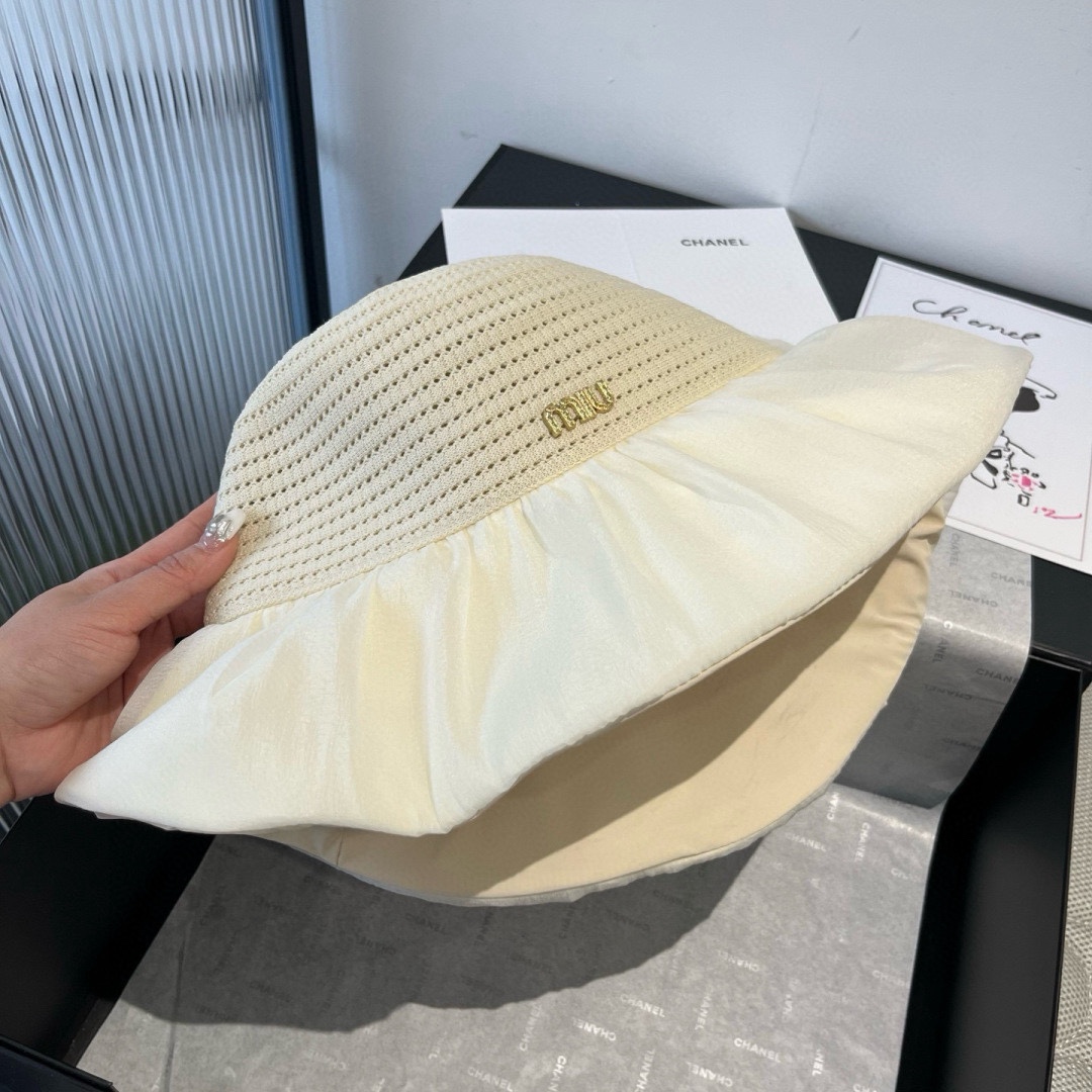🆕

miumiu缪缪新款灯笼帽，遮阳草帽，防紫外线帽檐，头围57cm