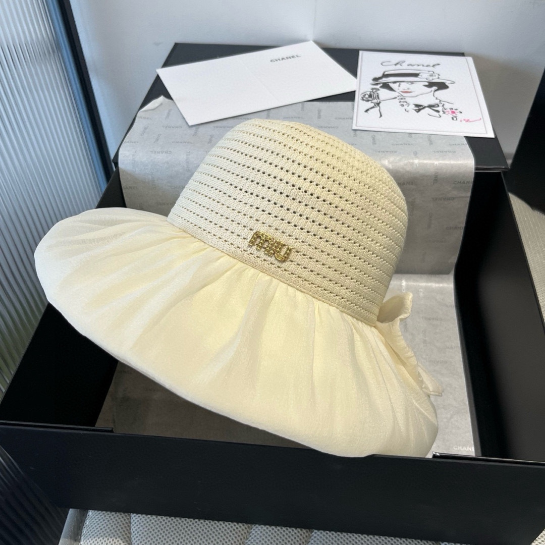 🆕

miumiu缪缪新款灯笼帽，遮阳草帽，防紫外线帽檐，头围57cm