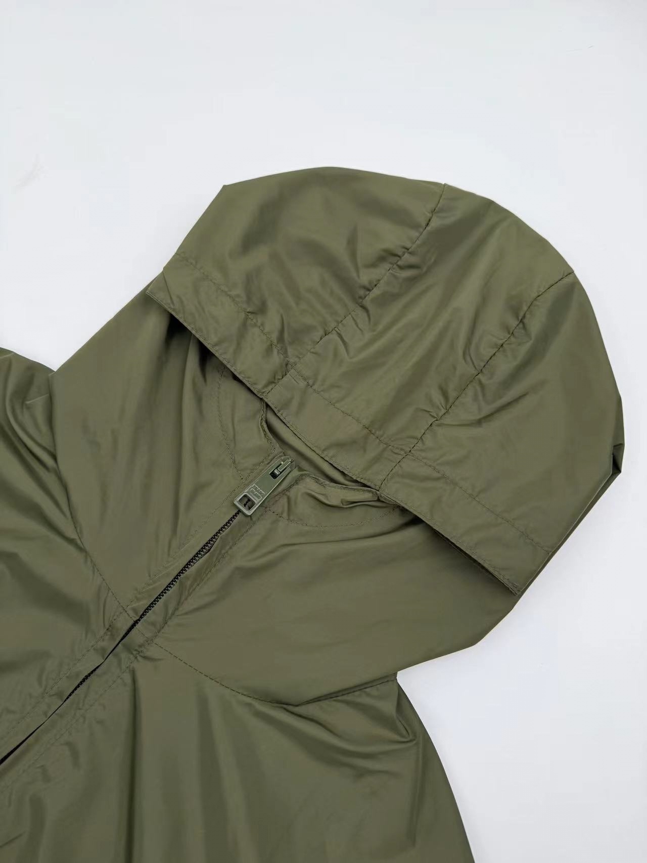 Pradaa Olive Green Nylon Windbreaker Jacket with Hood - Lightweight & Packable 5 i1755530715 1963 4
