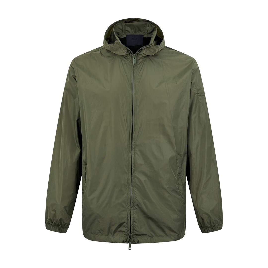 Pradaa Olive Green Nylon Windbreaker Jacket with Hood - Lightweight & Packable 2 i1755530715 6255 0