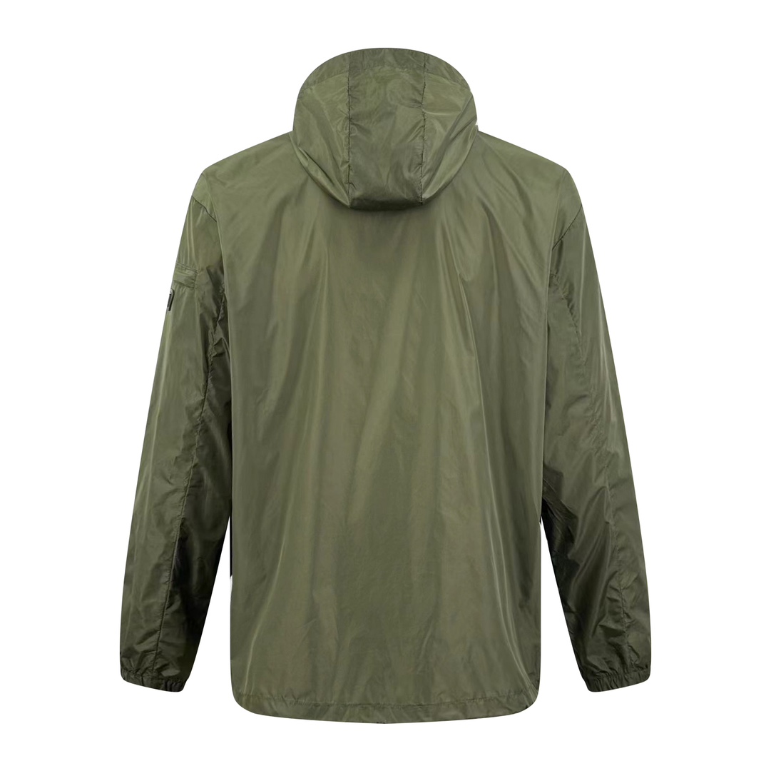 Pradaa Olive Green Nylon Windbreaker Jacket with Hood - Lightweight & Packable 4 i1755530715 855 1