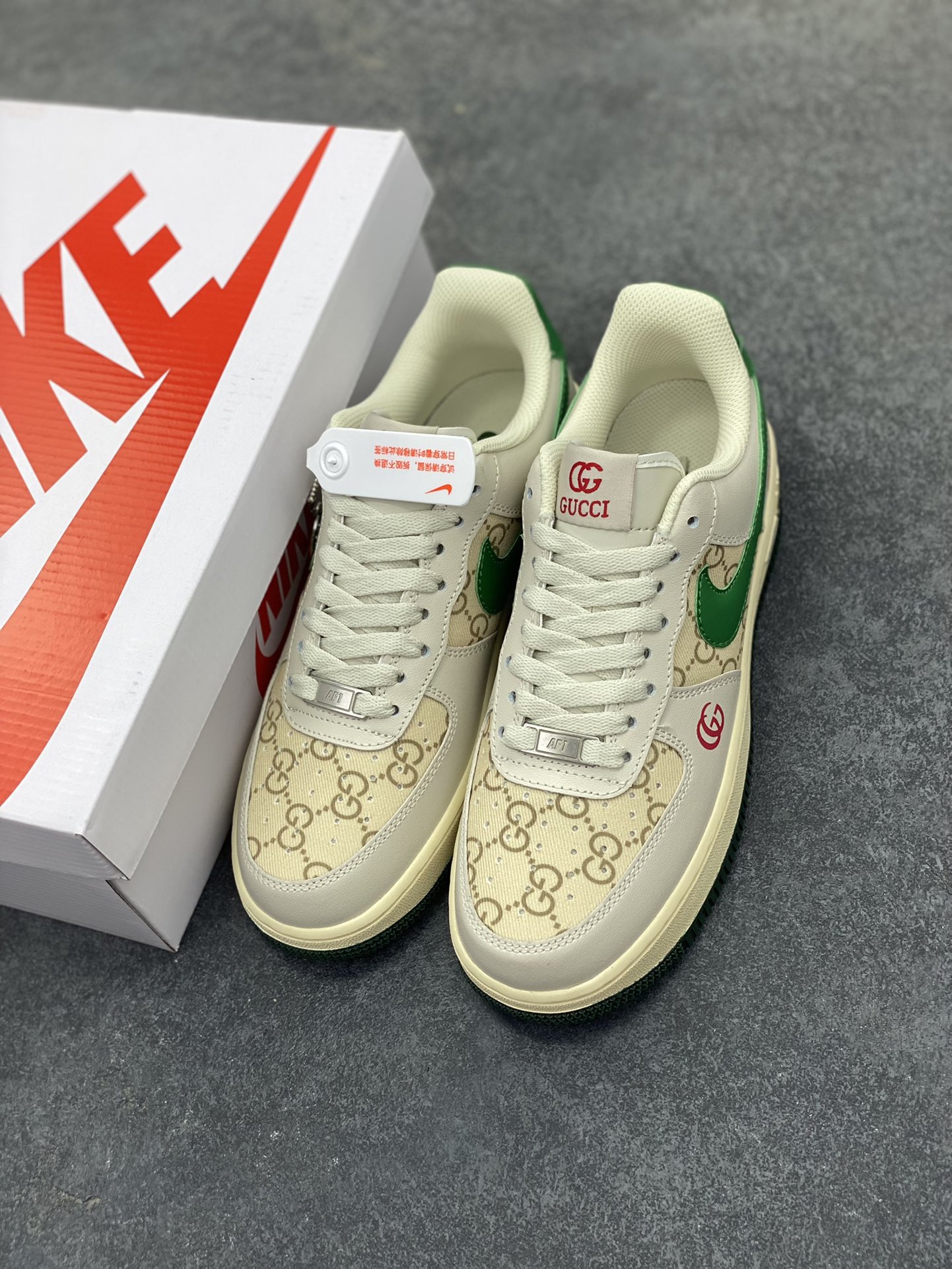 图片[8]-NIke Air Force 1 \’07 Low “古驰联名——灰绿勾”空军一号 低帮 运动鞋 休闲鞋 折边针车 工艺难度大 原楦头原纸板 原装鞋盒 定制五金配件 内置全掌气垫 原厂鞋底 货号：AH8462-003 尺码：36 36.5 37.5 38 38.5 39 40 40.5 41 42 42.5 43 44 44.5 45-选品中心