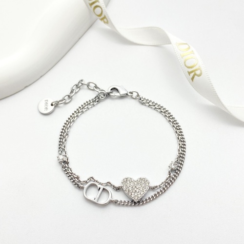 Dior Silver CD Heart Double Layer Bracelet, Sparkling and Elegant 1 Dior Silver CD Heart Double Layer Bracelet, Sparkling and Elegant