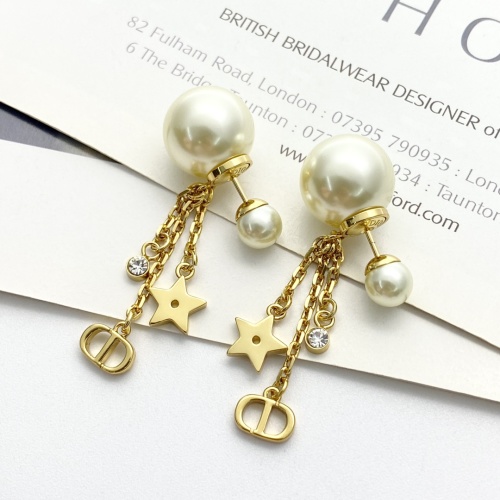 Dior Star CD Double Ball Pearl Earrings with Rhinestone Tassels 1 Dior Star CD Double Ball Pearl Earrings with Rhinestone Tassels
